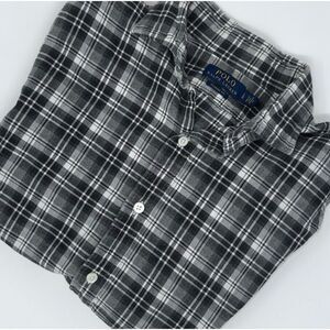 Ralph Lauren Men's LS Black/White Plaid Button Up Casual Shirt Large Flannel